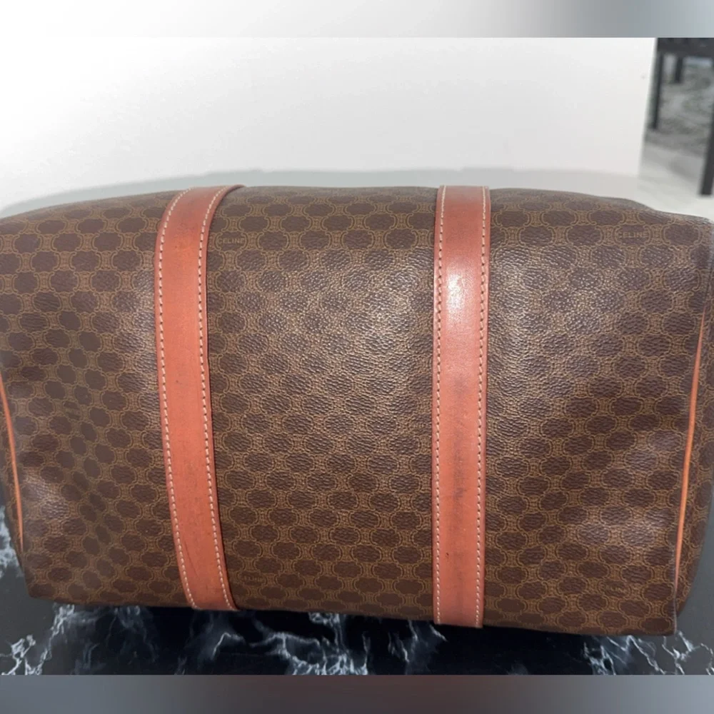 CELINE MACADAM PATTERN BOSTON BAG BROWN PVC GOLD w/ KEY LOCK AUTHENTIC - Picture 8 of 15